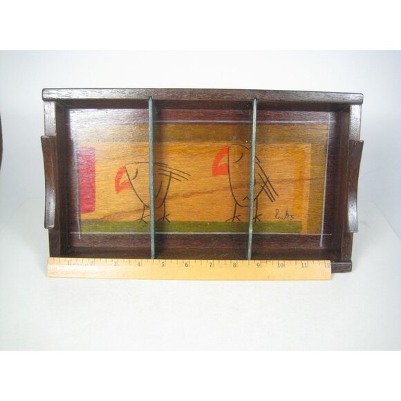 Kakadu Trivet 3 Section Tray Hand Painted Kitchen Decor Home Israel Vintage - Picture 3 of 16